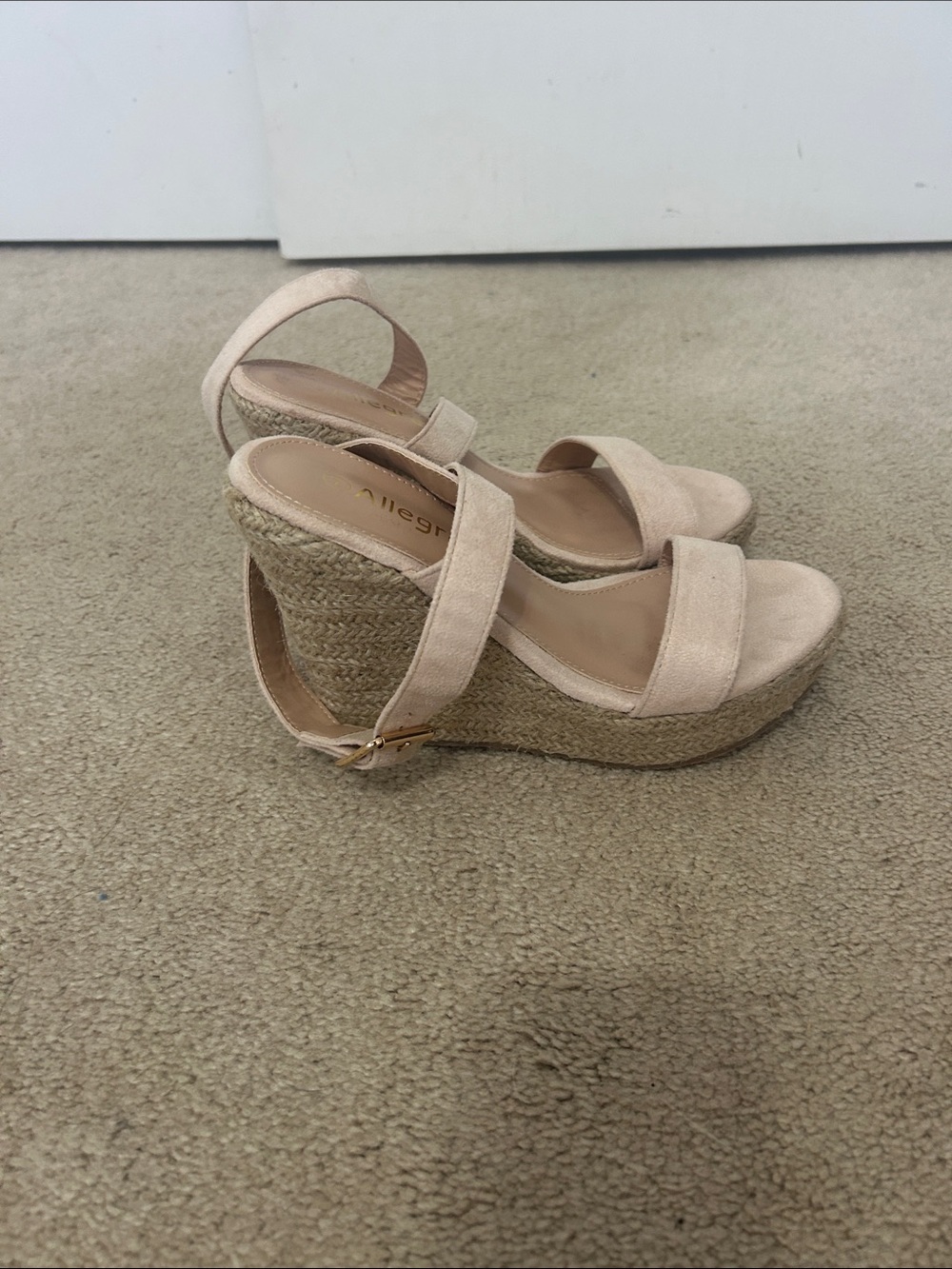 Allegra K Suede Espadrille Wedge Chunky Sandals size 7 beige NWT platform sandal